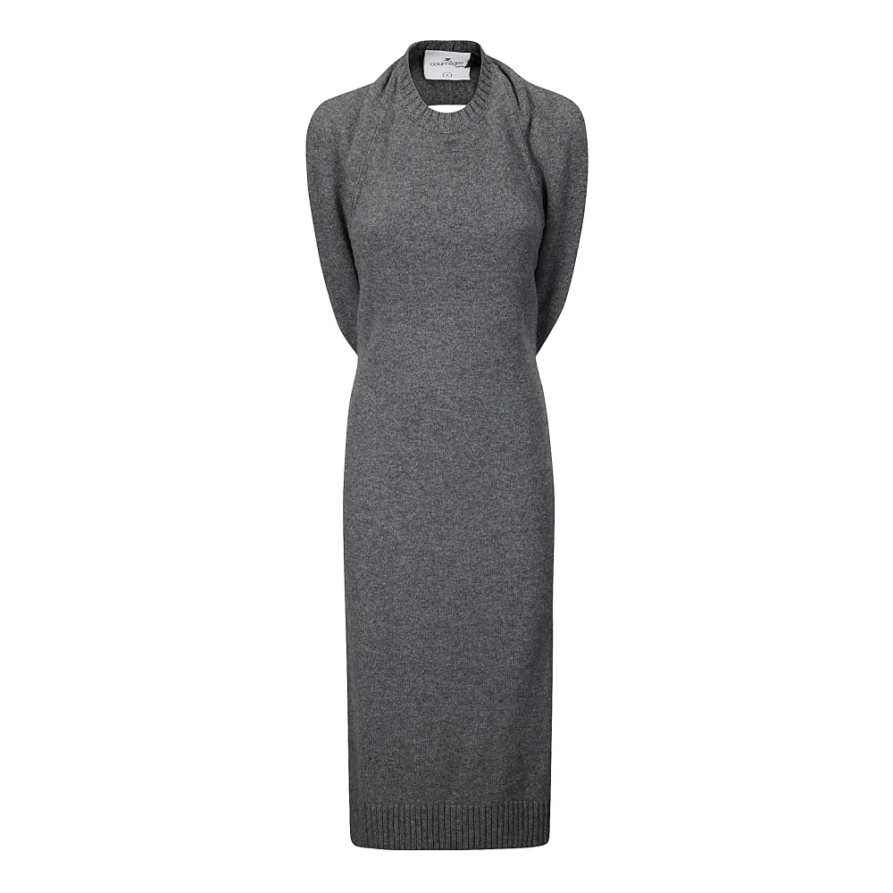 Courrèges Lamswol Midi Jurk Multi-Styling Gray Dames