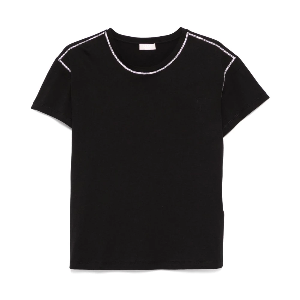 Liu Jo Zwart T-shirt met strass Black Dames