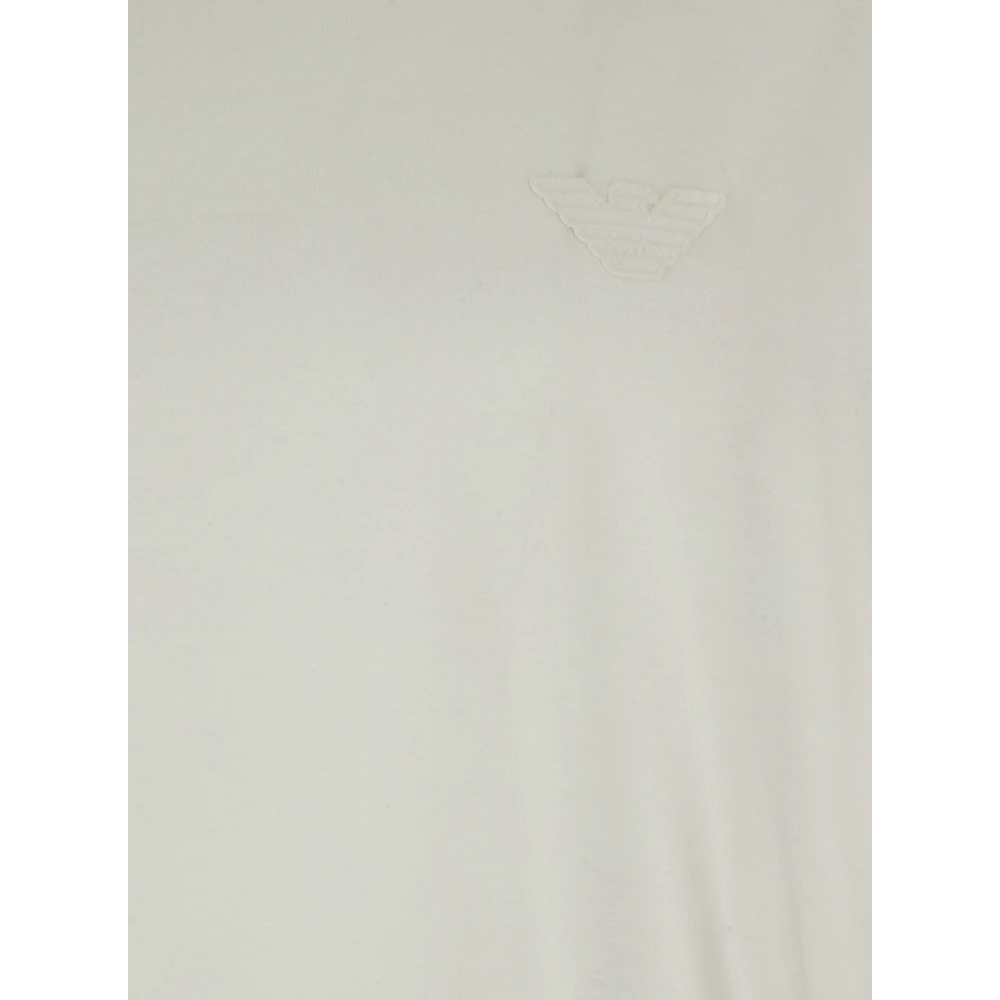 Emporio Armani Witte Crewneck T-shirt met Logo Borduurwerk White Heren