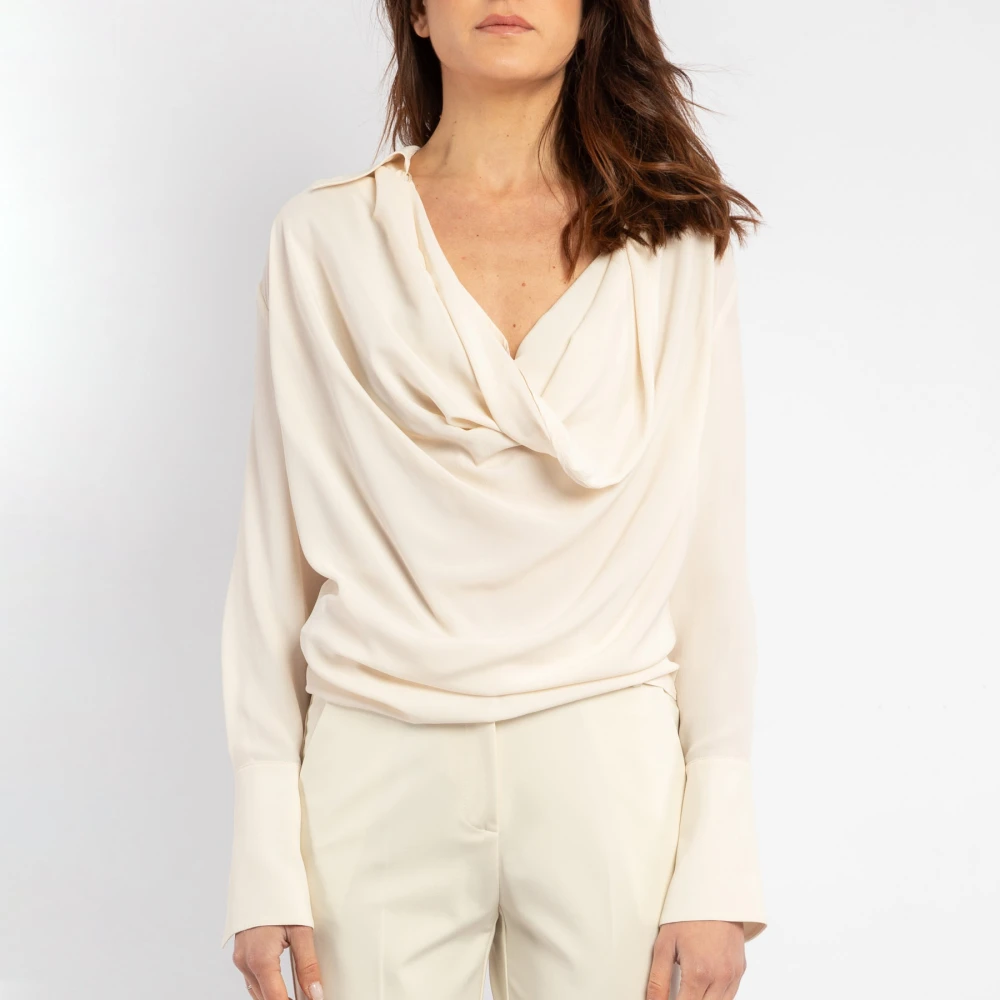 pinko Zijden blend blouse met gedrapeerd volume Pink Dames