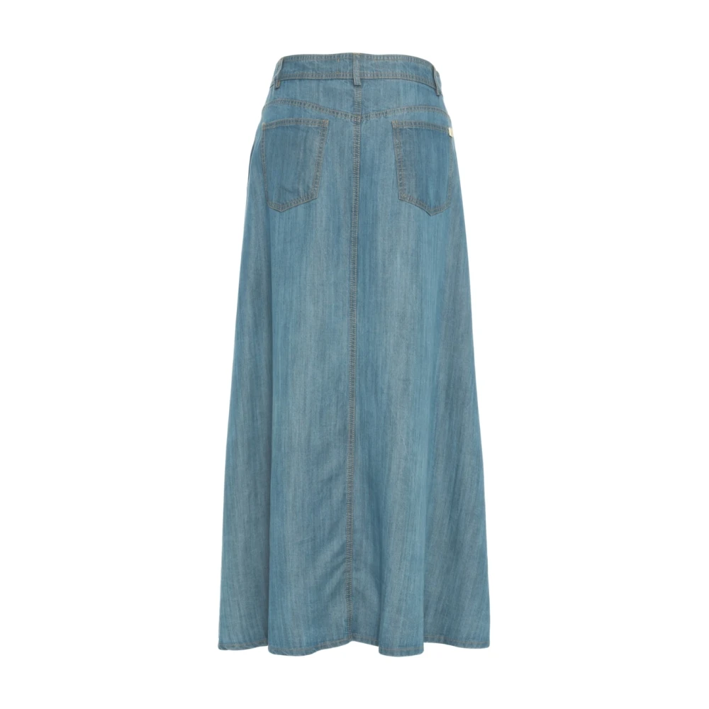 Kaos Blauwe Flared Maxi Rok met Metalen Details Blue Dames