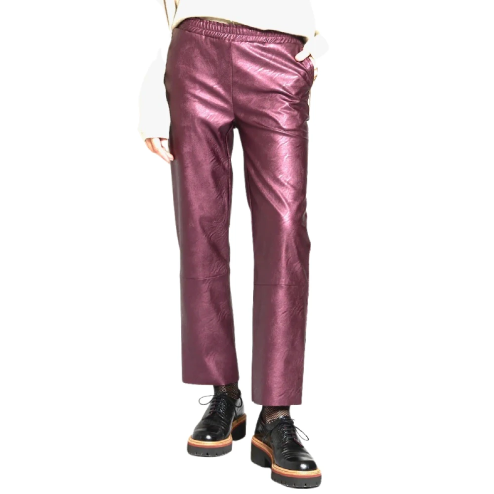 Maevy Vegan Leren Rechte Broek Purple Dames