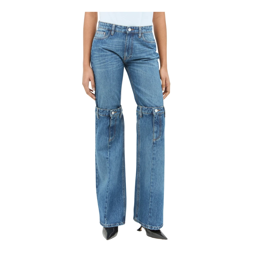 Coperni Open-Knie Straight-Leg Jeans Blue Dames