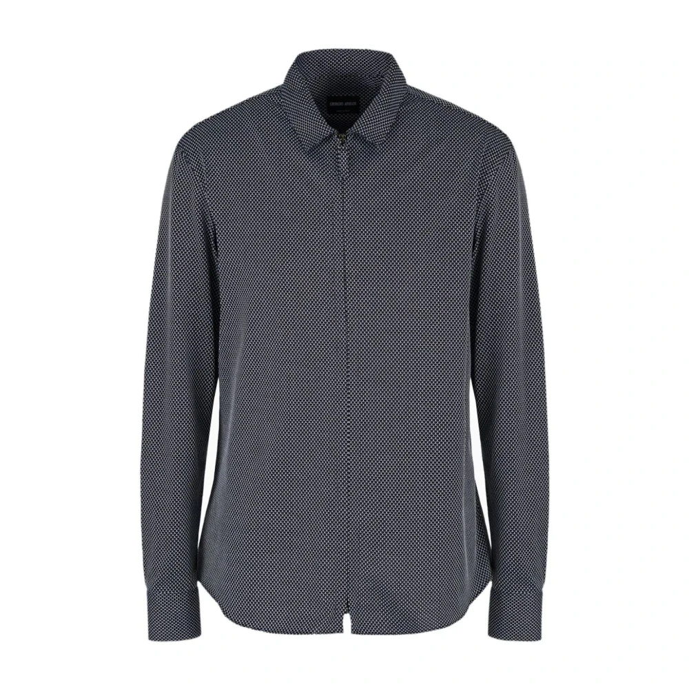 Giorgio Armani Casual Fbwf Shirt voor Mannen Blue Heren