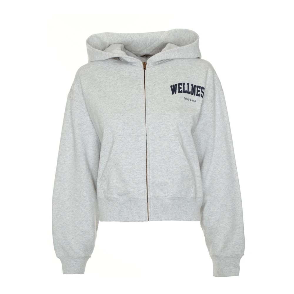 Sporty & Rich Cropped Zip Hoodie Ivy Wellness Gray Dames