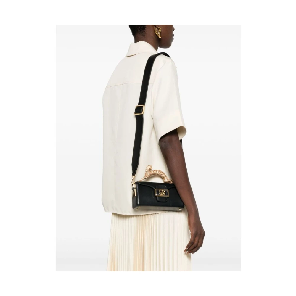 Lanvin Zwarte Leren Sieraden Top Handvat Tas Black Dames