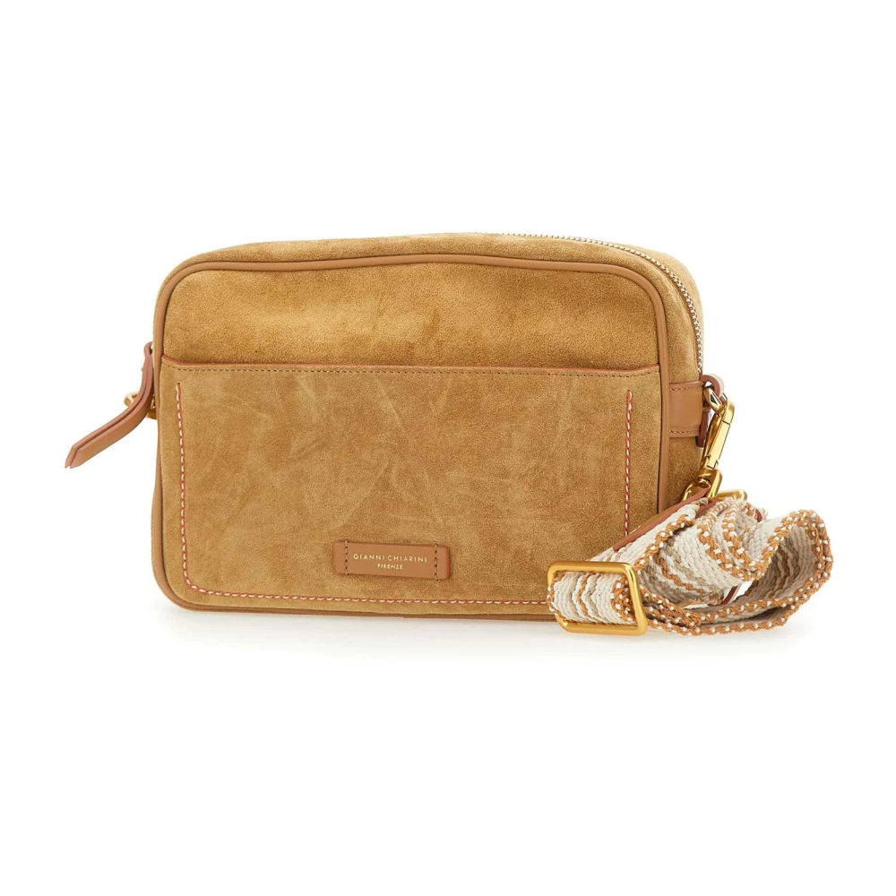 Gianni Chiarini Camel Suede Nina Clutch Brown Dames
