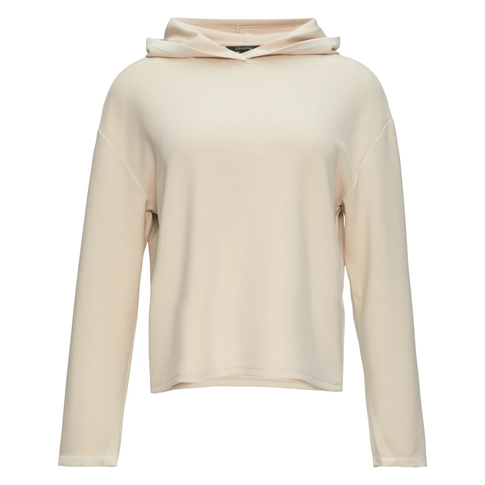 Comma Zachte hoodie met satijndetails Beige Dames