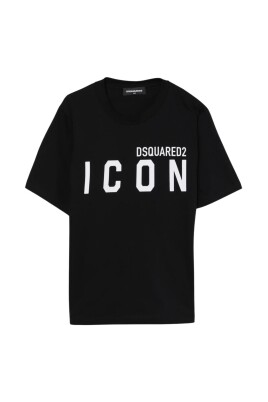 enfants-noir-icone-t-shirt-a-manches-courtes
