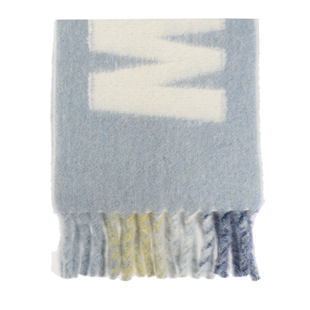 Marni Wollen sjaal met logo Blue Dames
