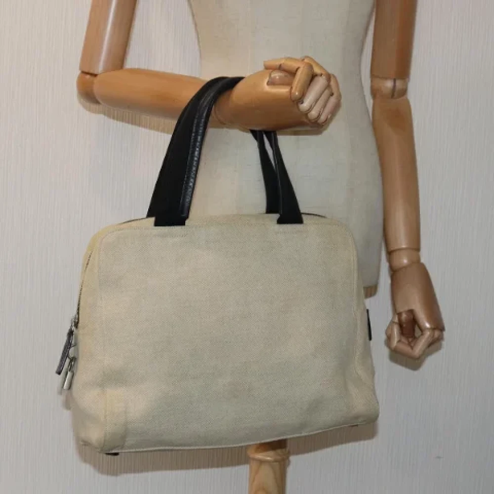 Prada Vintage Pre-owned Canvas prada-bags Beige Dames