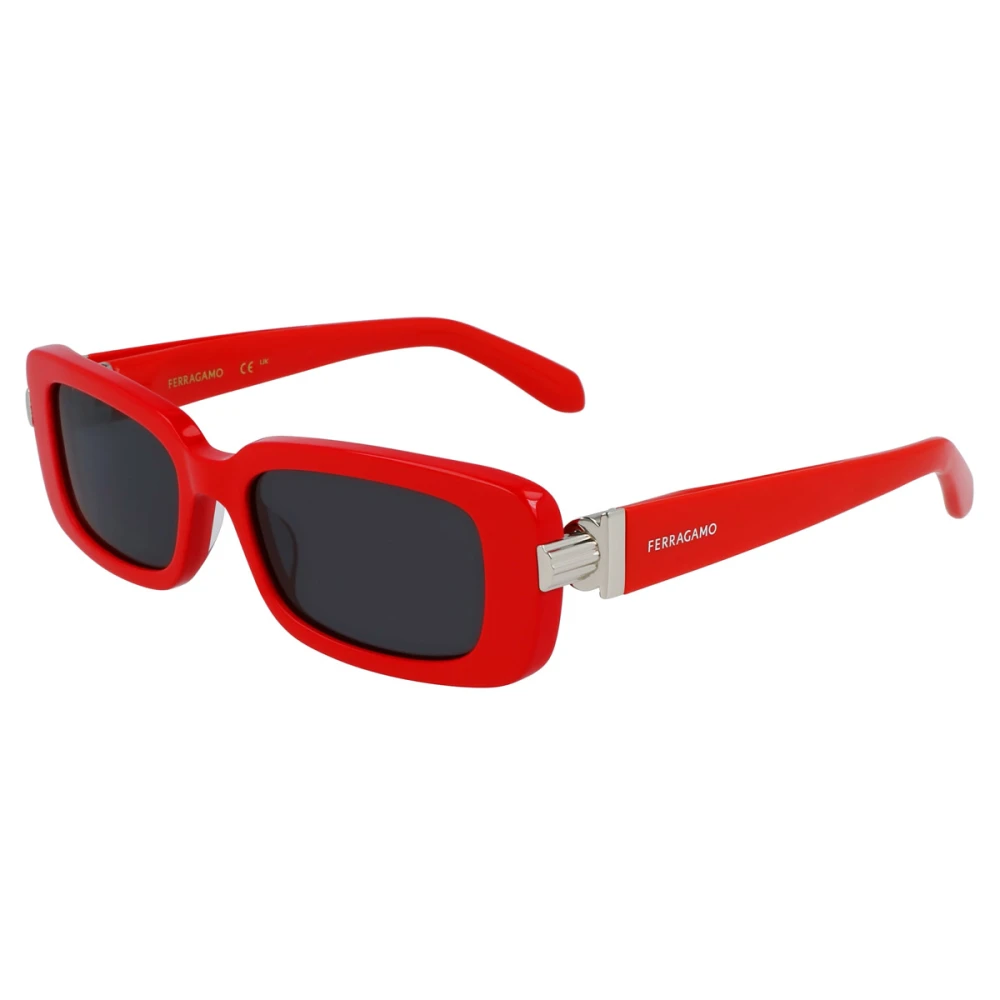 Salvatore Ferragamo Röda Acetat solglasögon med mörkgrå linser Red, Unisex