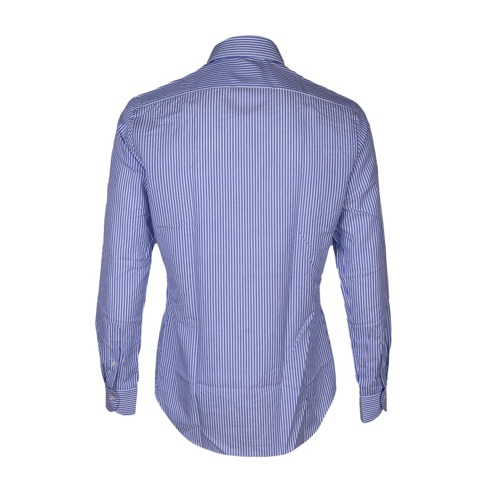 Xacus Heren Linnen en Katoenen Overhemd. Tailored Fit. Gemaakt in Italië. Blue Heren