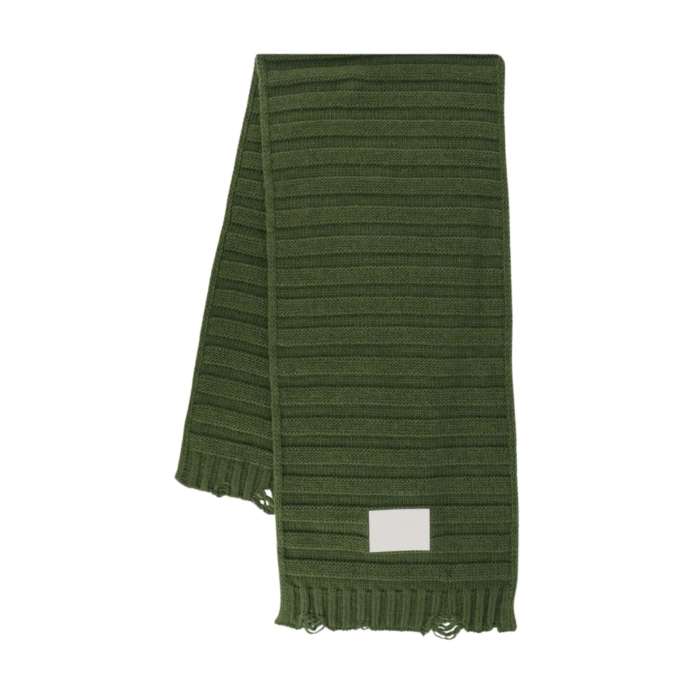 MM6 Maison Margiela Wollen Logo Sjaal Green Dames