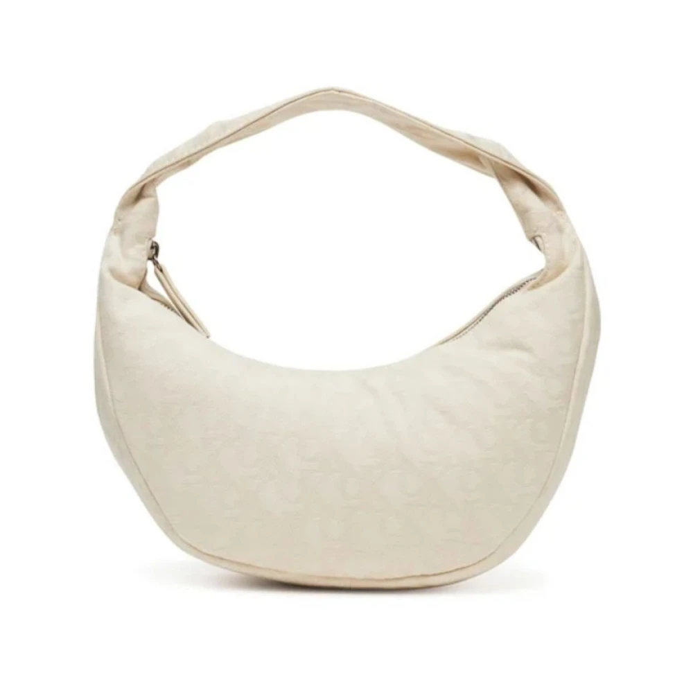 Calvin Klein Women's Beige Logo Jacquard Hobo Bag - Handbags - One Size - Bags