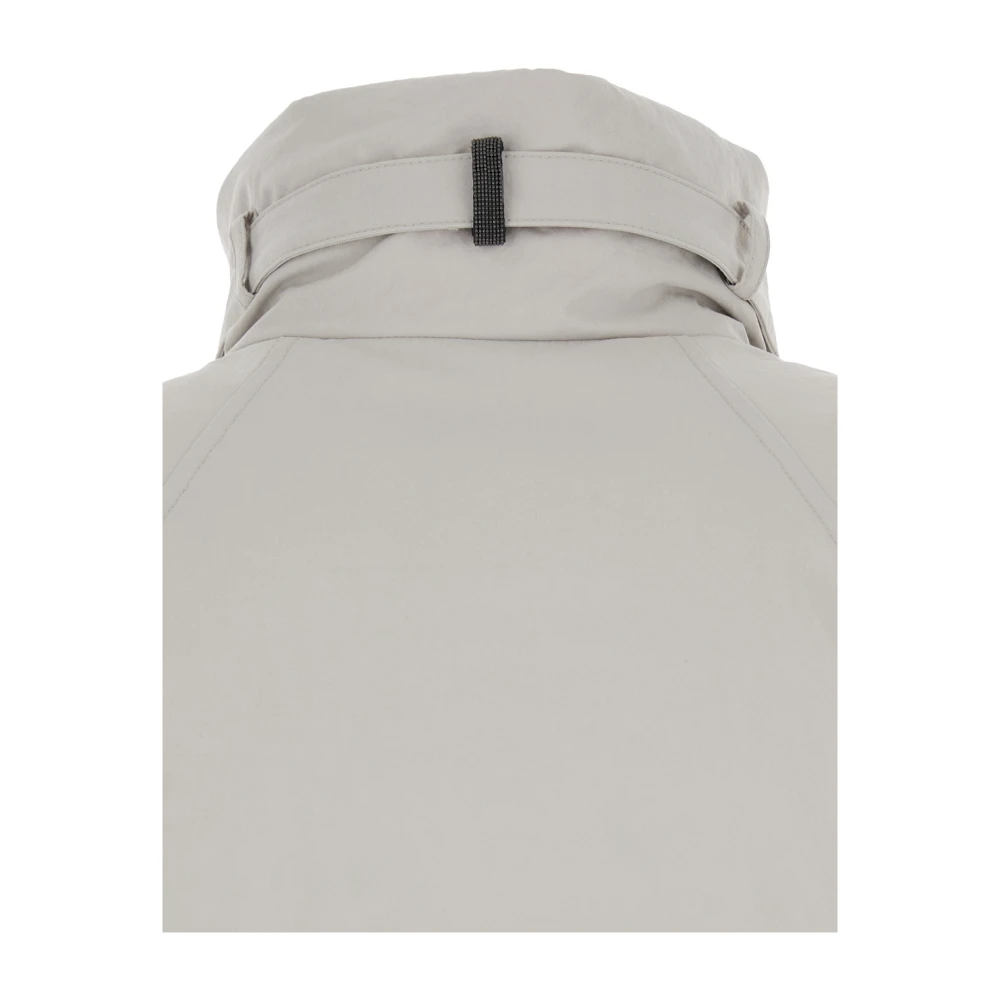 BRUNELLO CUCINELLI Grijze gewatteerde jas met riem Gray Dames