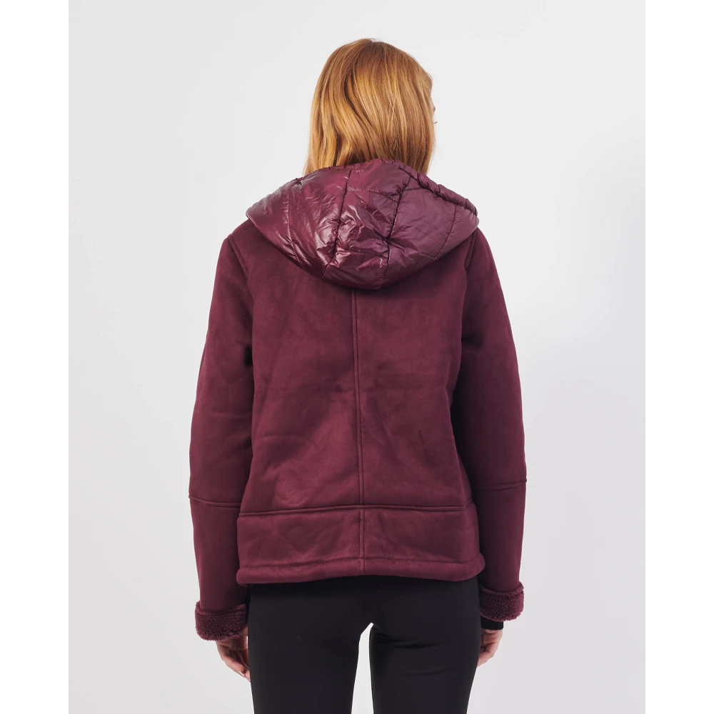 YES ZEE Gewatteerde jas met capuchon pruimkleur Red Dames