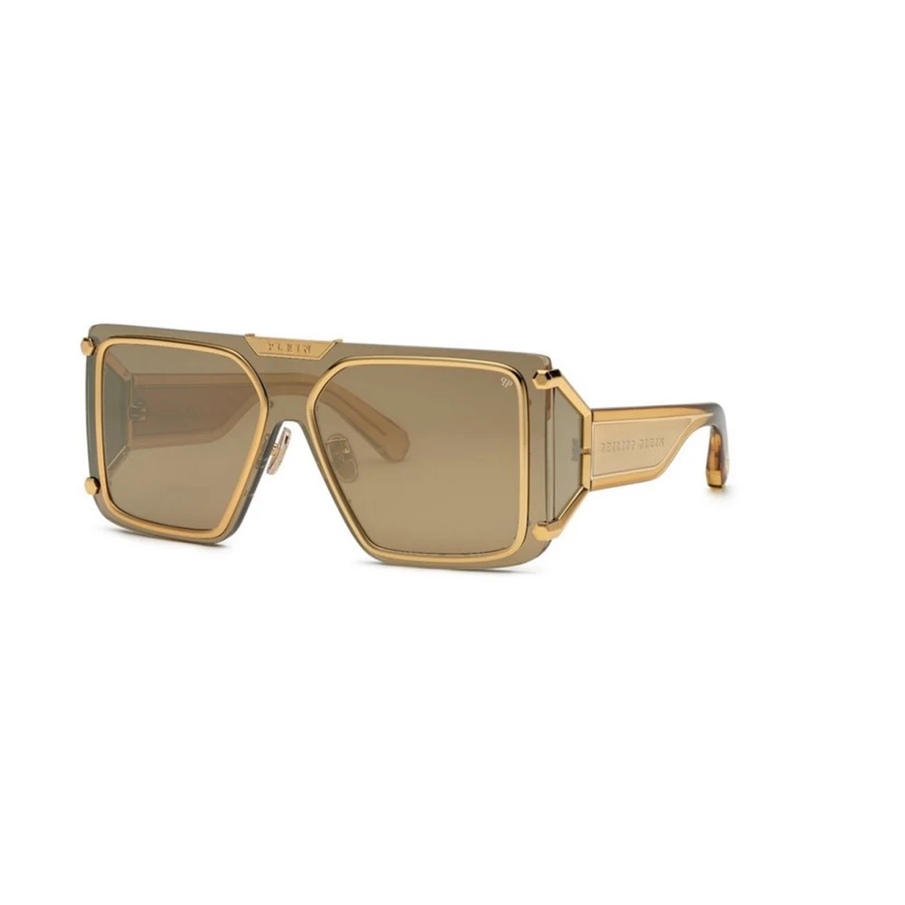 Philipp Plein Guldgula solglasögon med bruna/spegelguld linser Yellow, Dam