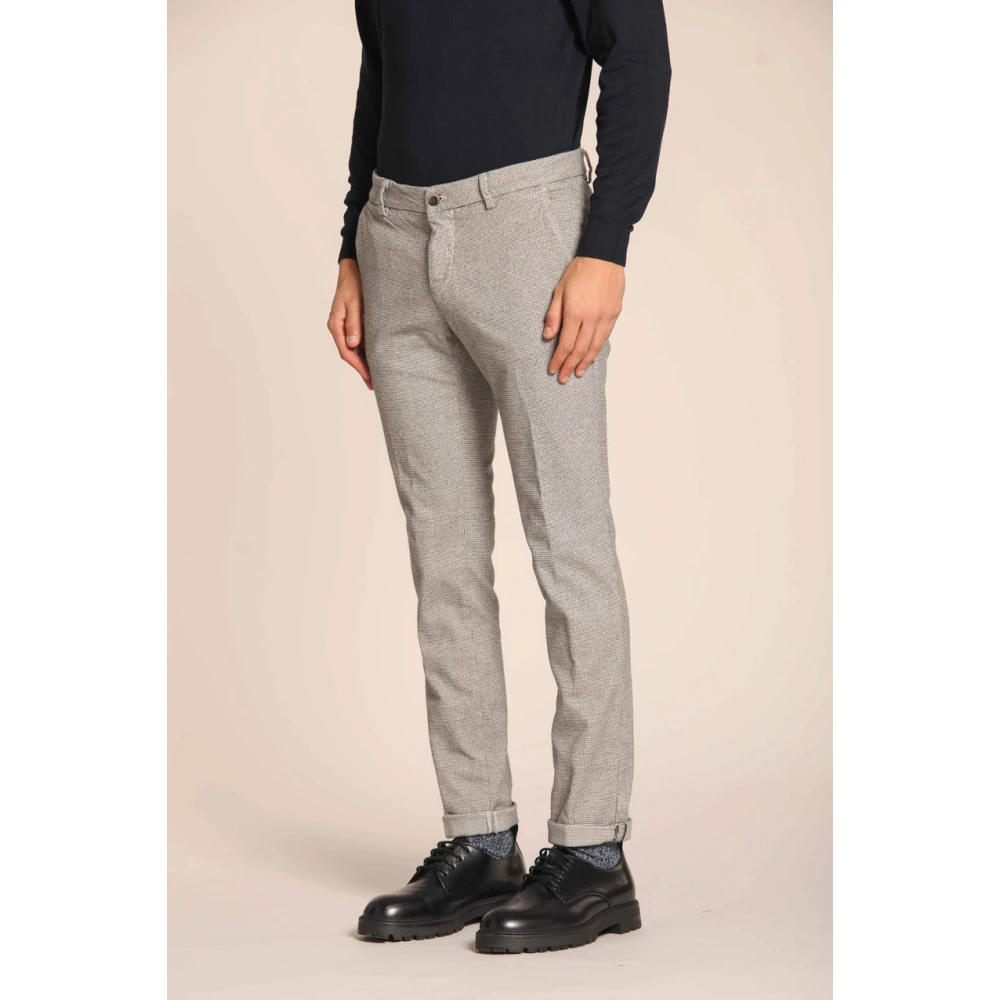 Mason's Extra Slim Chino Broek met Houndstooth Beige Heren