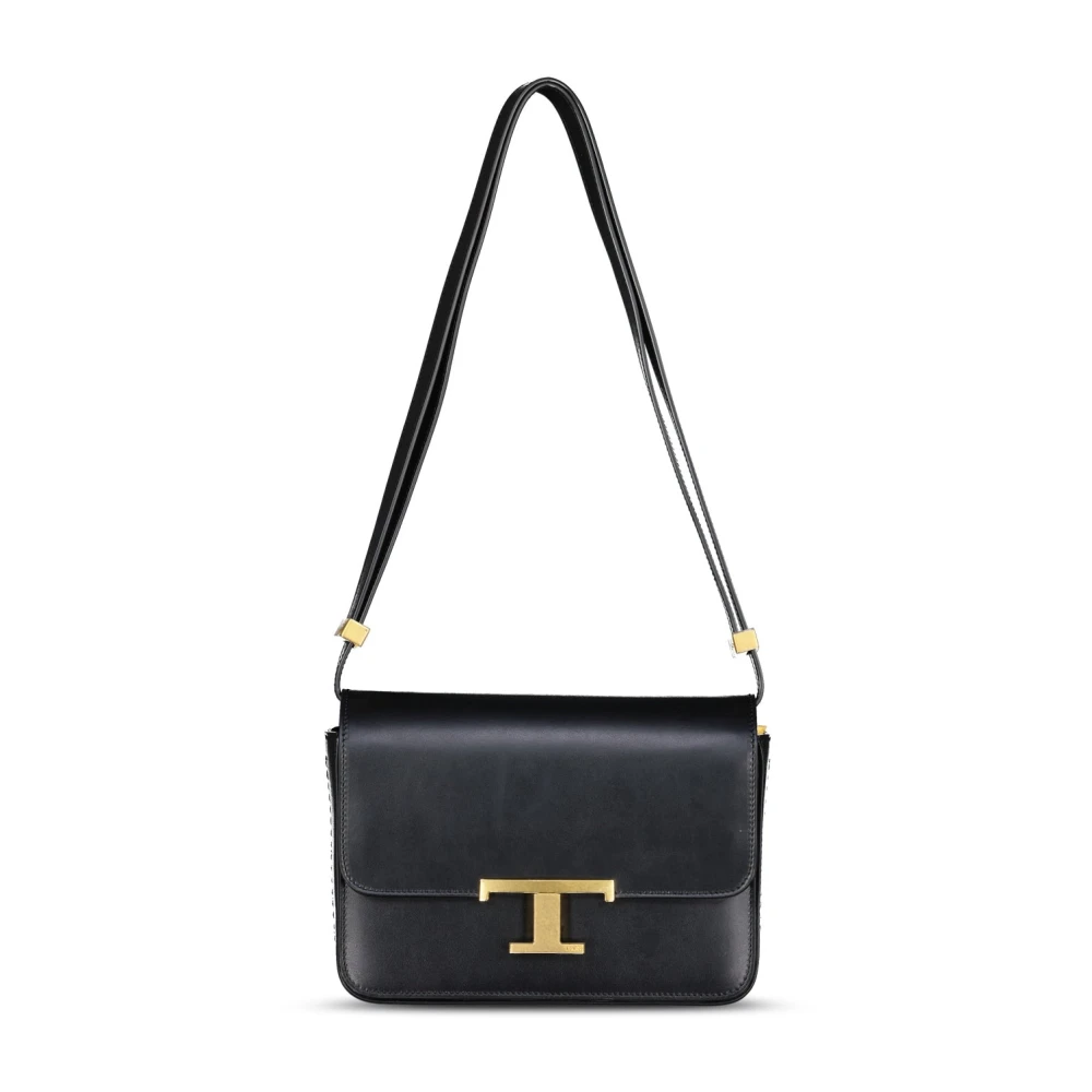 TOD'S Tijdloze schoudertas met T-Schnalle Black Dames