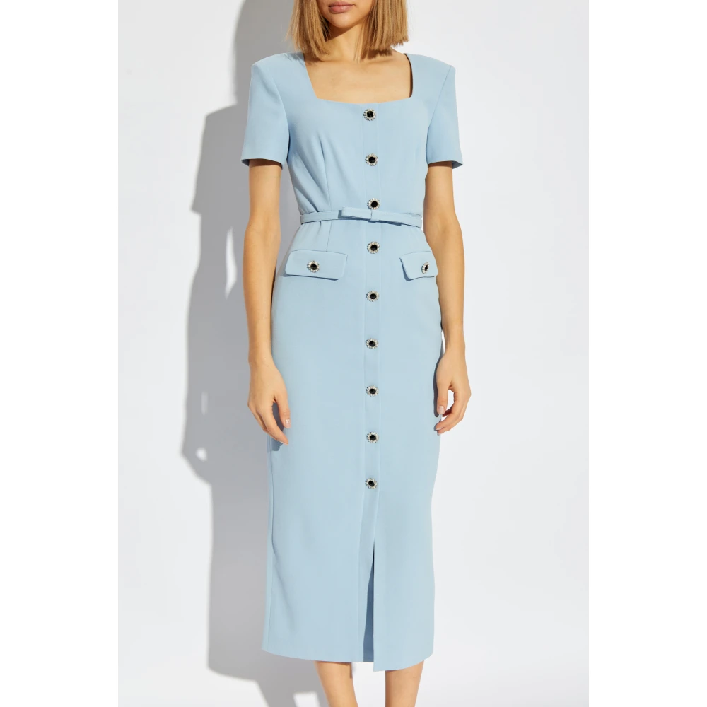 Self Portrait Kanten Kristalversierde Midi Jurk Blue Dames