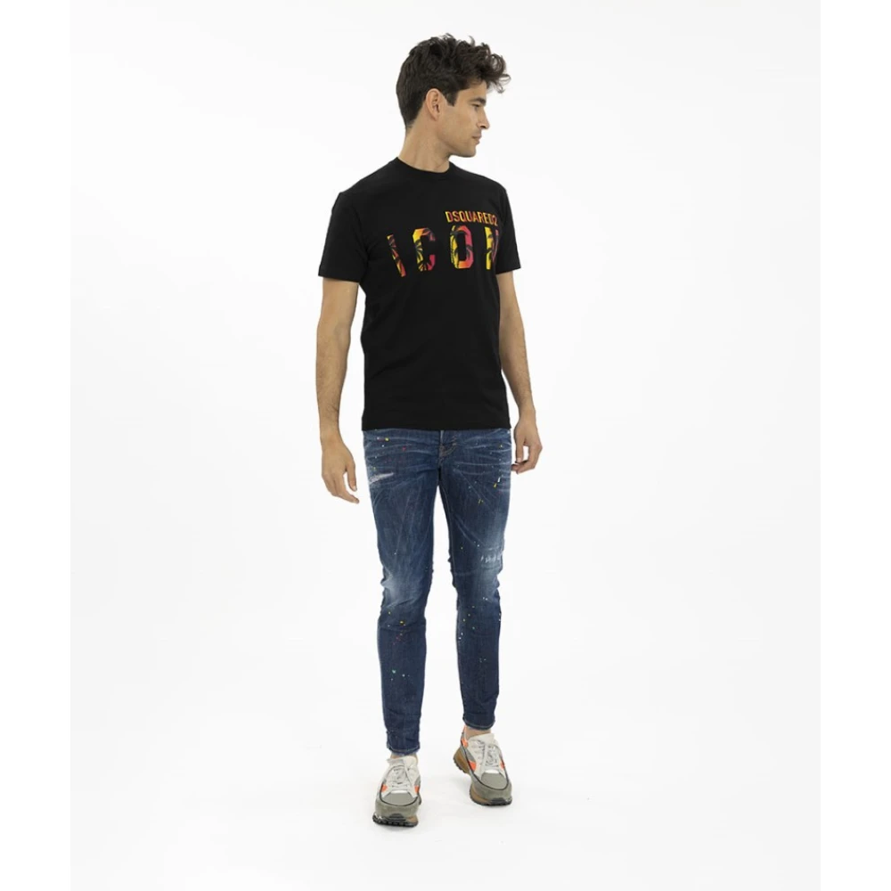 Dsquared2 Icon Multicolor Ronde Hals T-shirt Black Heren