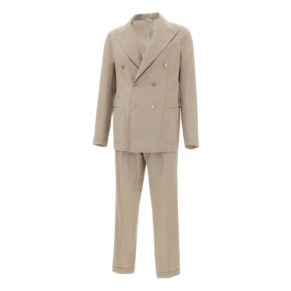 Briglia Beige Double Breasted Suits, Male, S, Taurasi Double-Breasted Suit