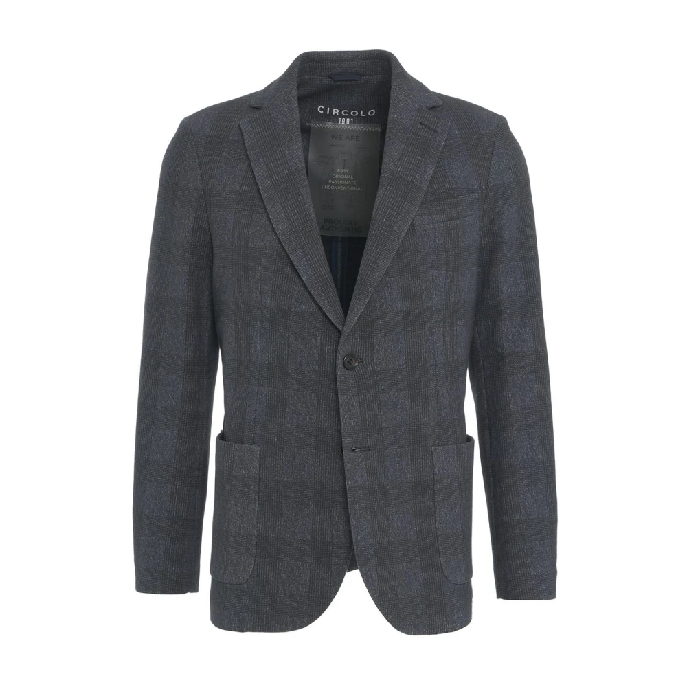 Circolo 1901 Glen Check Blazer met Borstzak Blue Heren