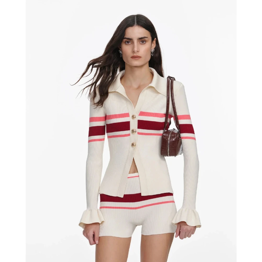 Self Portrait Ribbed Knit Cardigan - Female - Cardigans - Multicolor - M - Knitwear