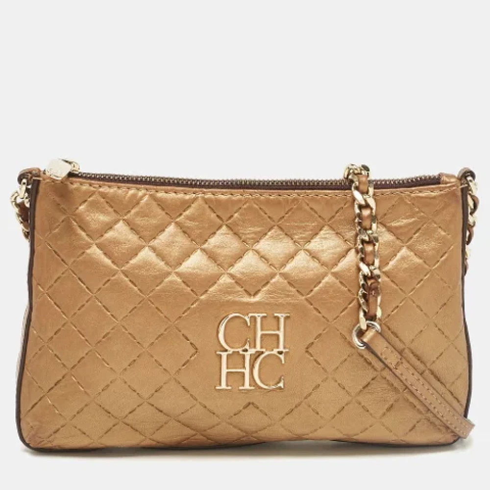 Carolina Herrera Pre-owned Leather shoulder-bags Brown Dames