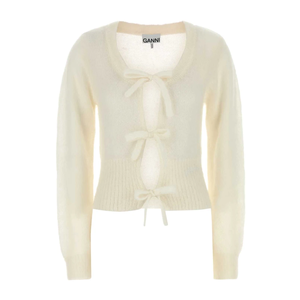 Ganni Mohair Cardigan met Striksluiting White Dames