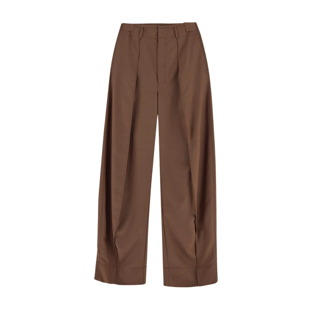 Lemaire Wollen Gebogen Broek Brown Dames