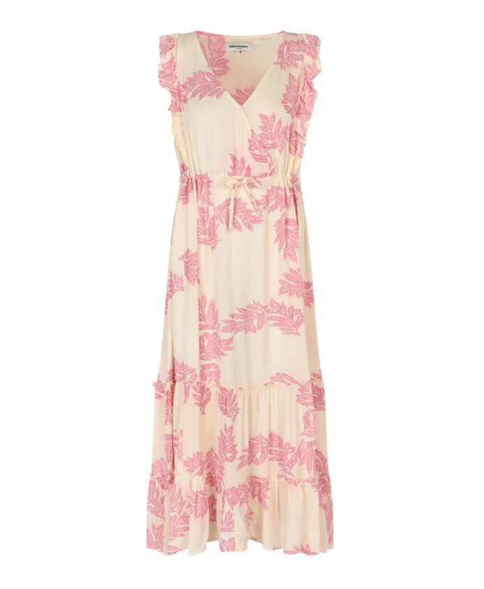 elegant-leaf-print-midi-dress-pink