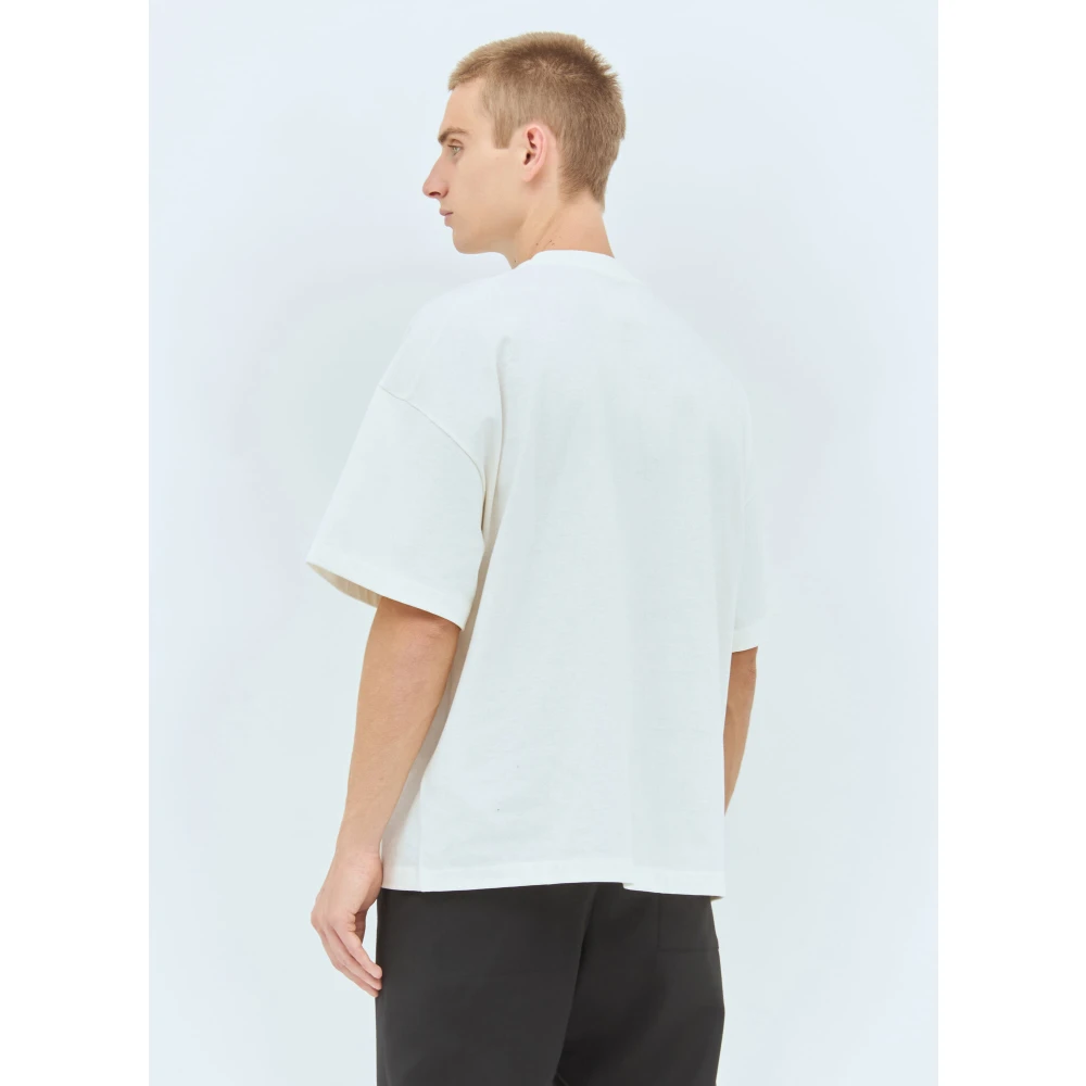 Jil Sander Katoenen Jersey Logo Print T-Shirt White Heren