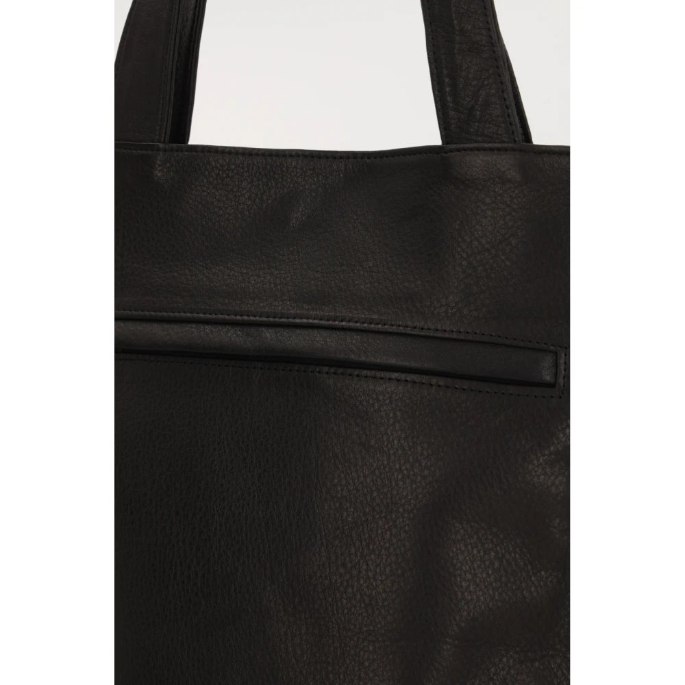 Yohji Yamamoto Zwarte leren tote tas met muntenzak Black Dames