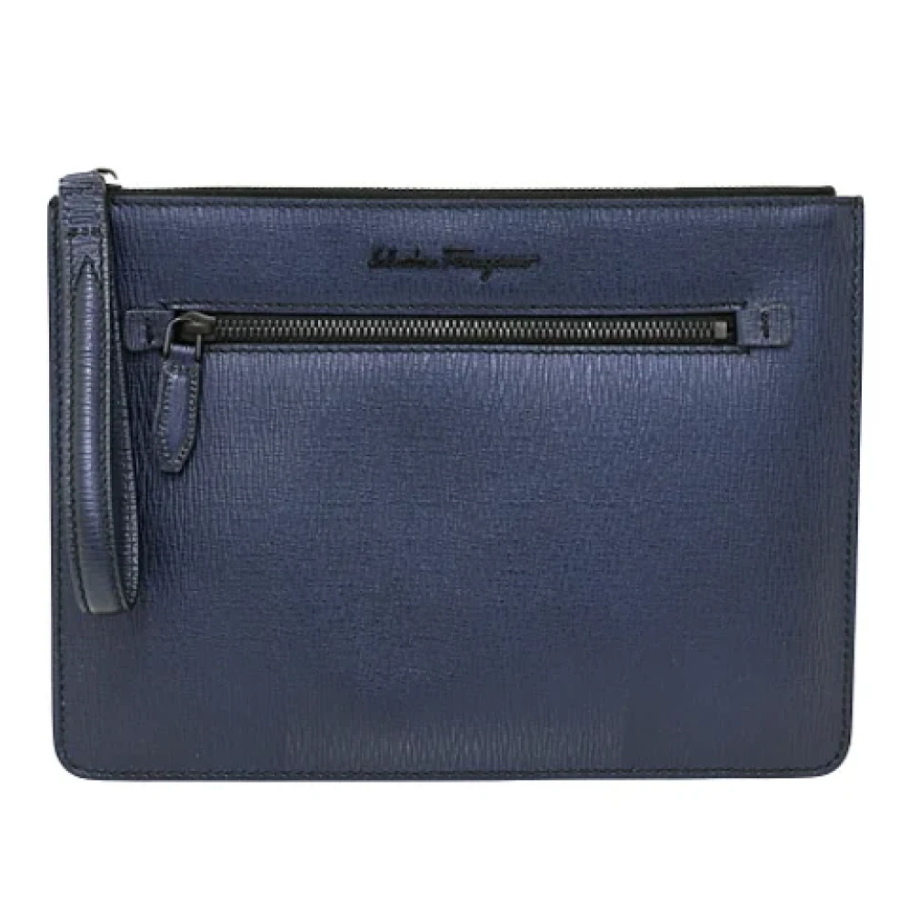 Salvatore Ferragamo Pre-owned Leather clutches Blue Dames