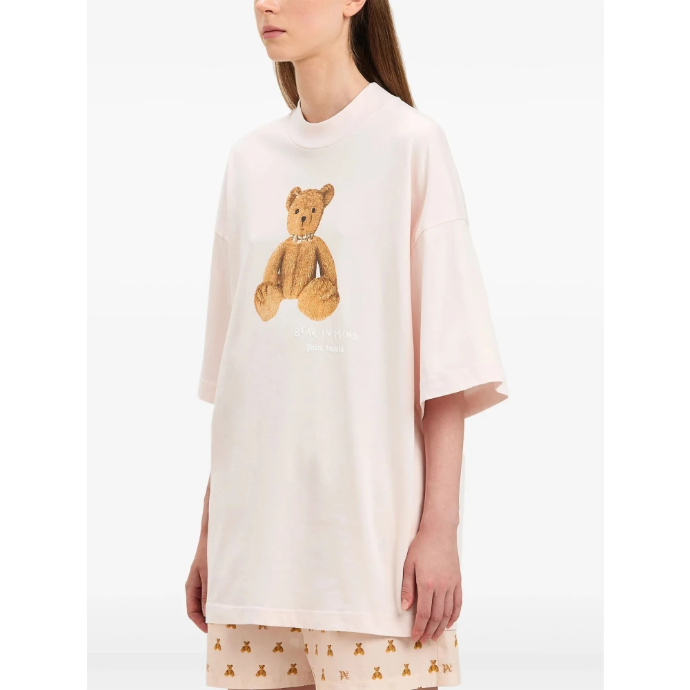 Palm Angels Zachte Roze Beer Loose Tee Pink Dames