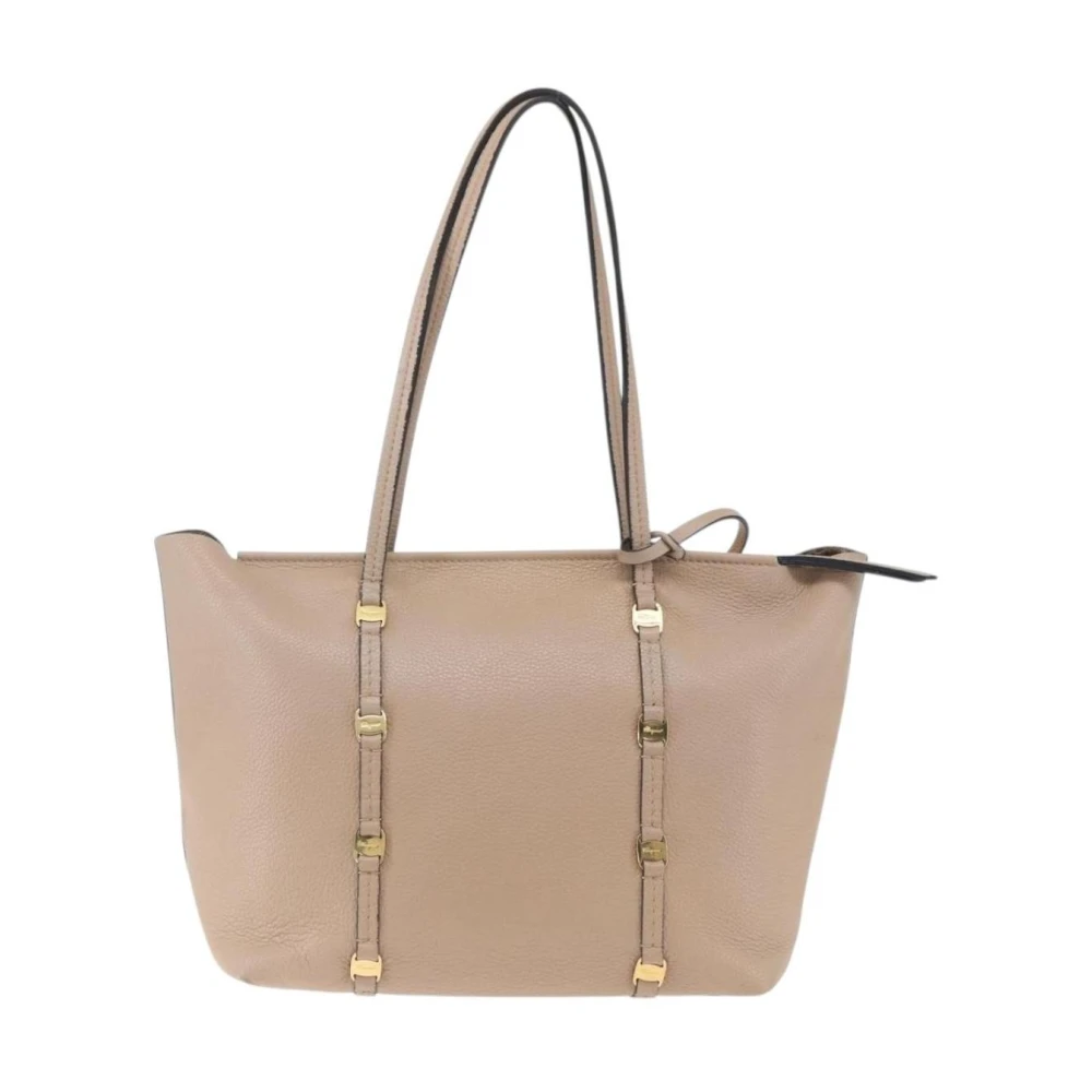 Salvatore Ferragamo Pre-Owned Women's Beige Pre-Owned Vintage Gancini Leather Tote Bag