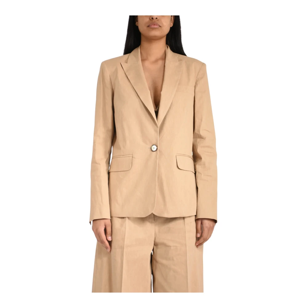 Pinko Women's Brown Giacca In Lino - Blazers - 2XS - Jackets