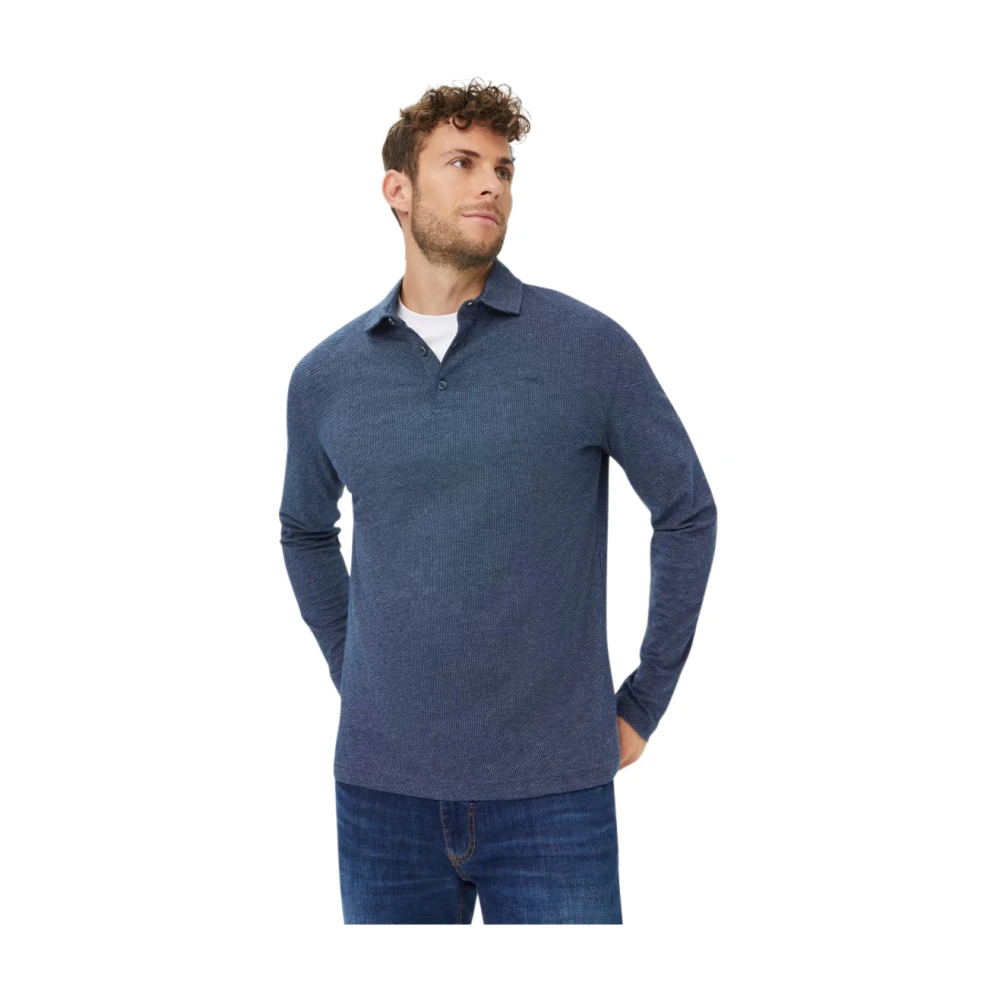 BRAX Lange mouw polo donkerblauw Blue Heren