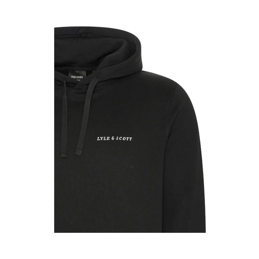 Lyle & Scott Geborduurde hoodie met trekkoord capuchon Black Heren