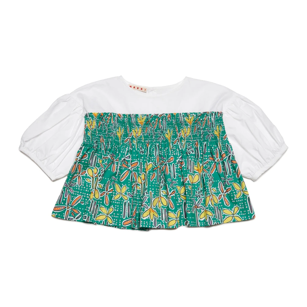 Marni Girls Green Shirt With Carioca Graphics - Kids Shirts - 10 Y - Kids