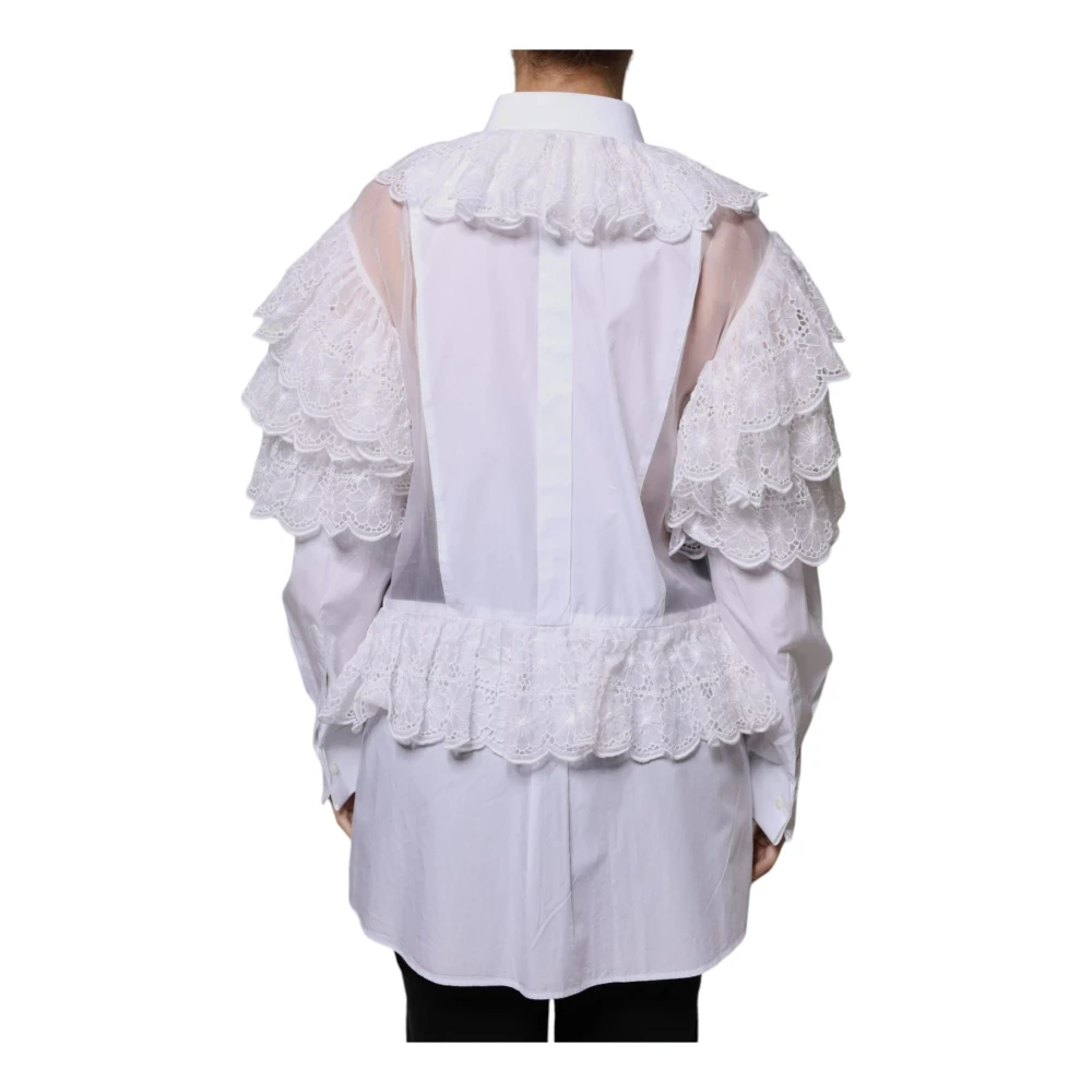 Dolce & Gabbana Witte Katoen Zijden Lange Mouw Blouse White Dames