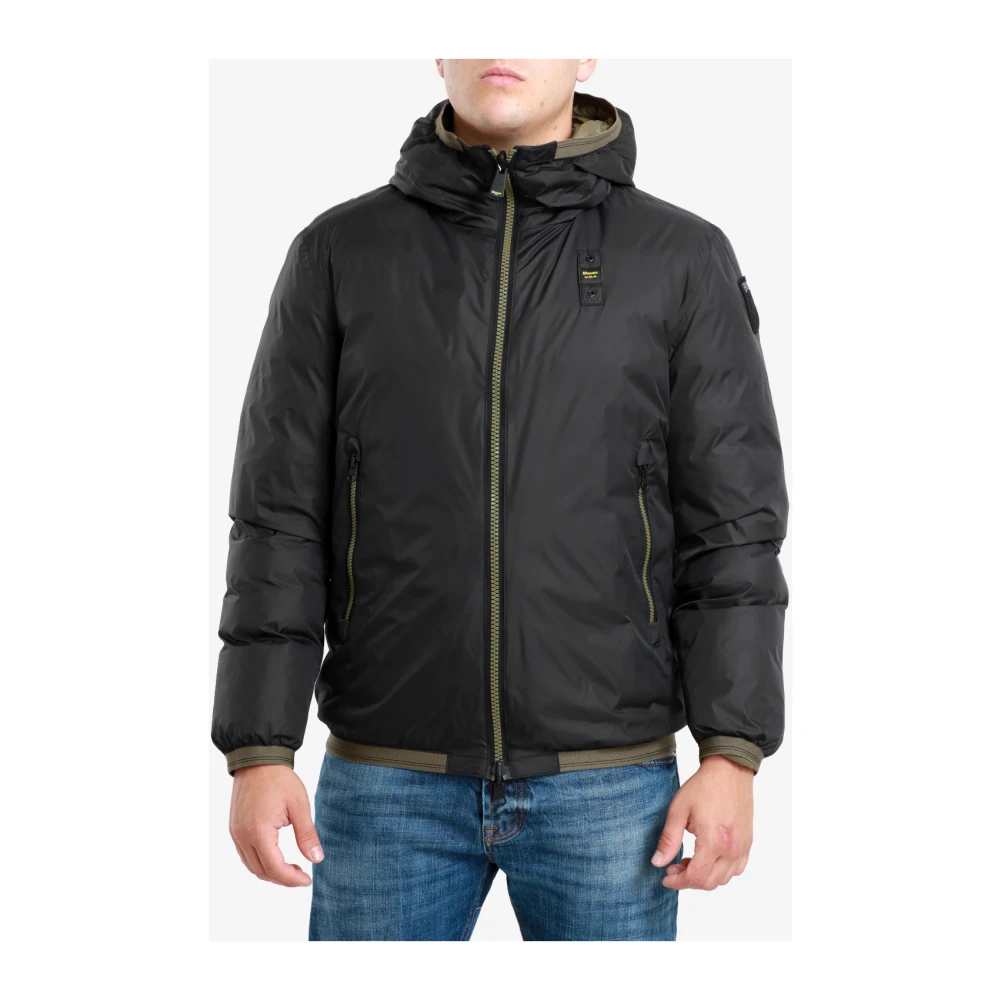 Blauer Omkeerbare donsjas met vaste capuchon Black Heren