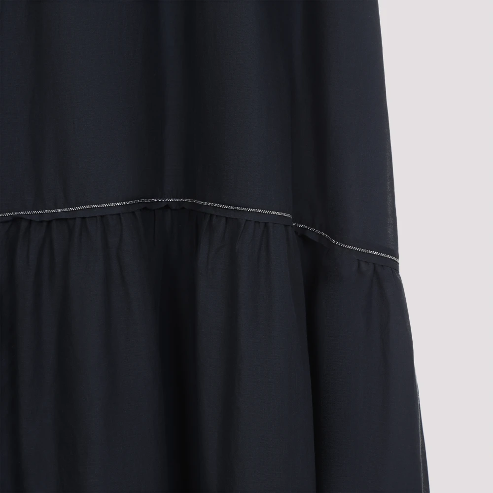 PESERICO Blauwe Katoenen Jurk Elegant Statement Stuk Blue Dames