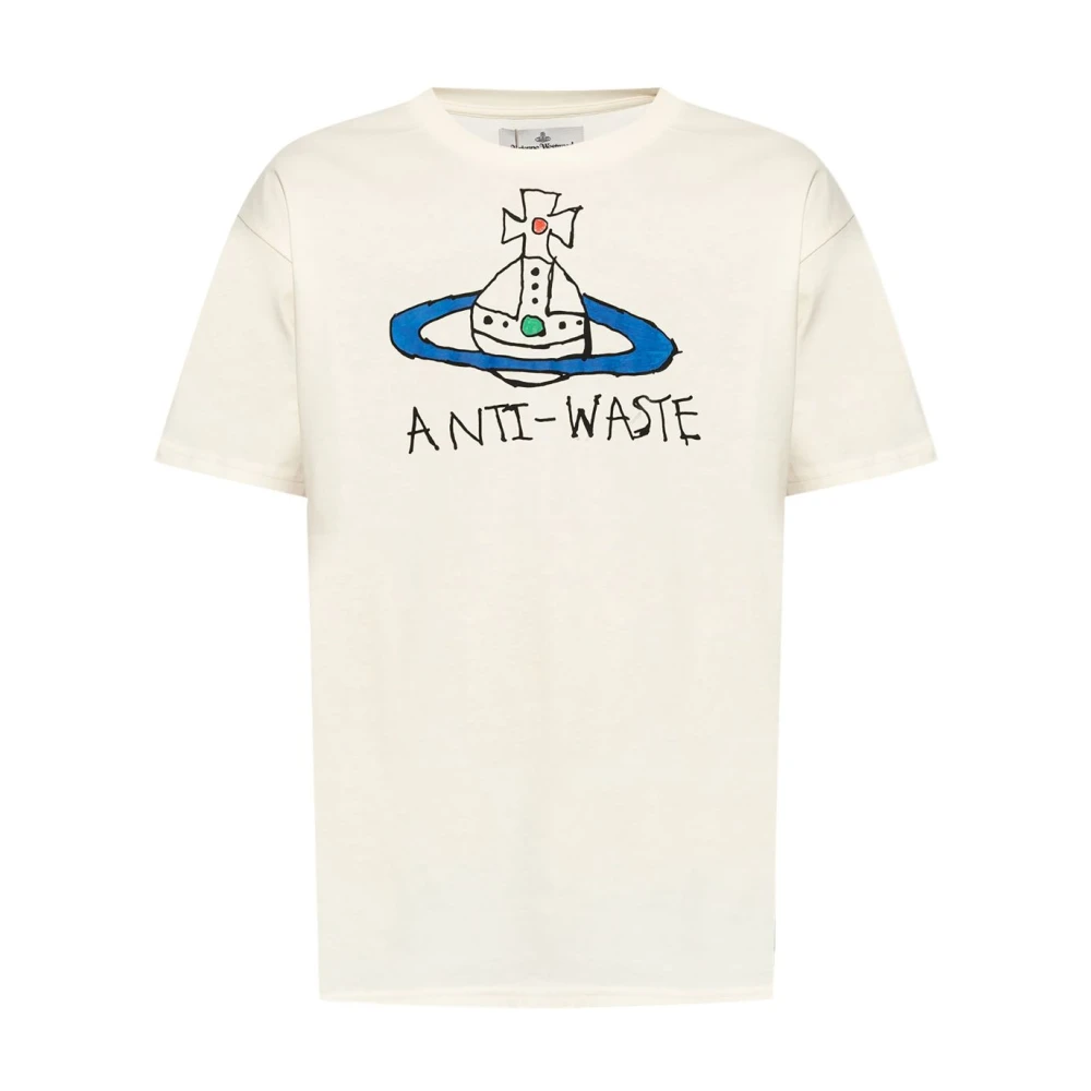 Vivienne Westwood Logo Print Bomull T-shirts och Polos White, Herr