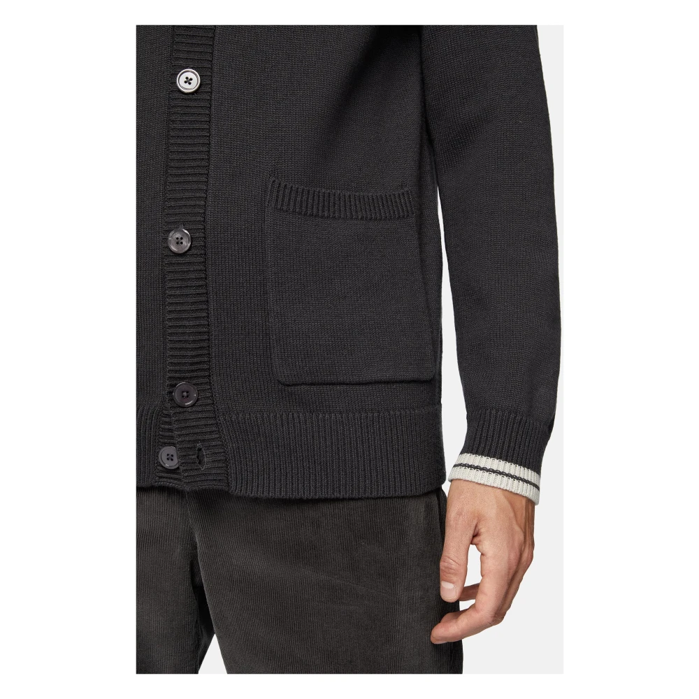 Boggi Milano Katoenen en wollen cardigan Black Heren