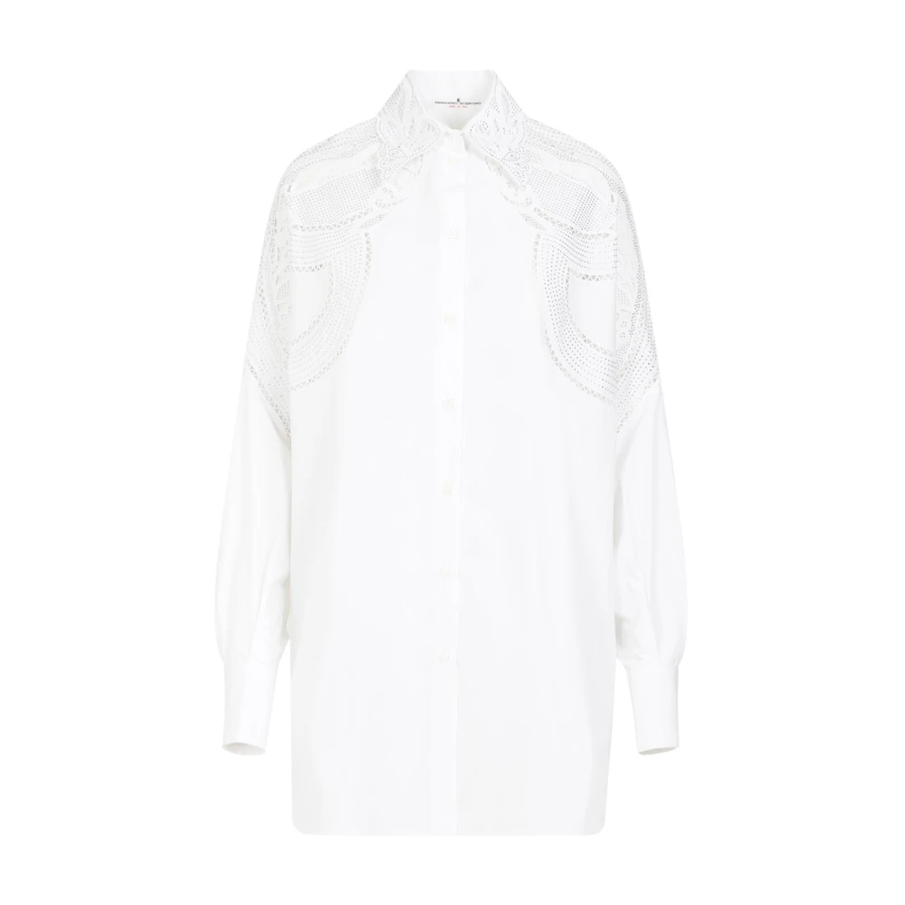 Ermanno Scervino Witte Katoenen Shirt met Macramé Kant White Dames