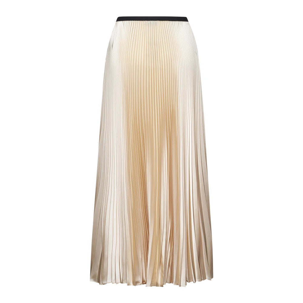 Blanca Vita Wijdvallende Beige Rok met Elastische Tailleband White Dames