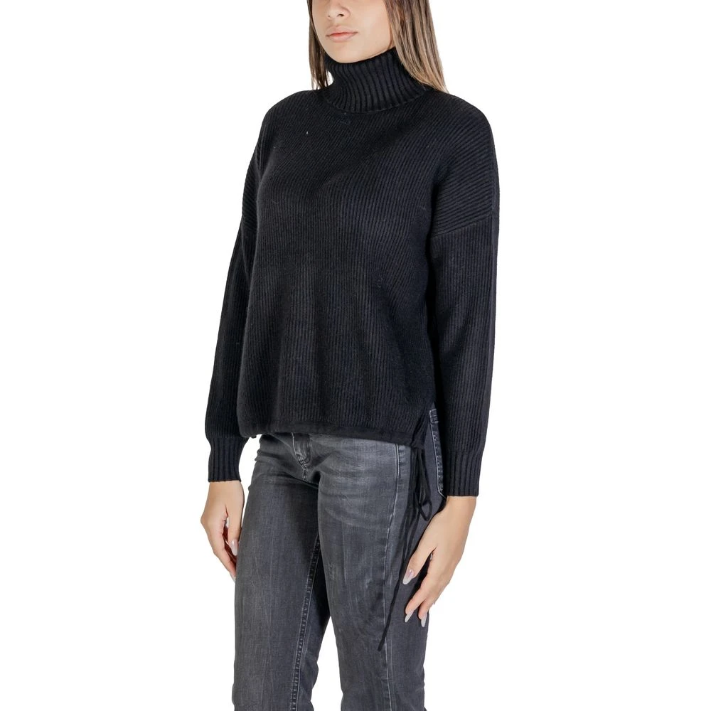 Sandro Ferrone Zwarte Gebreide Trui Herfst Winter Collectie Black Dames